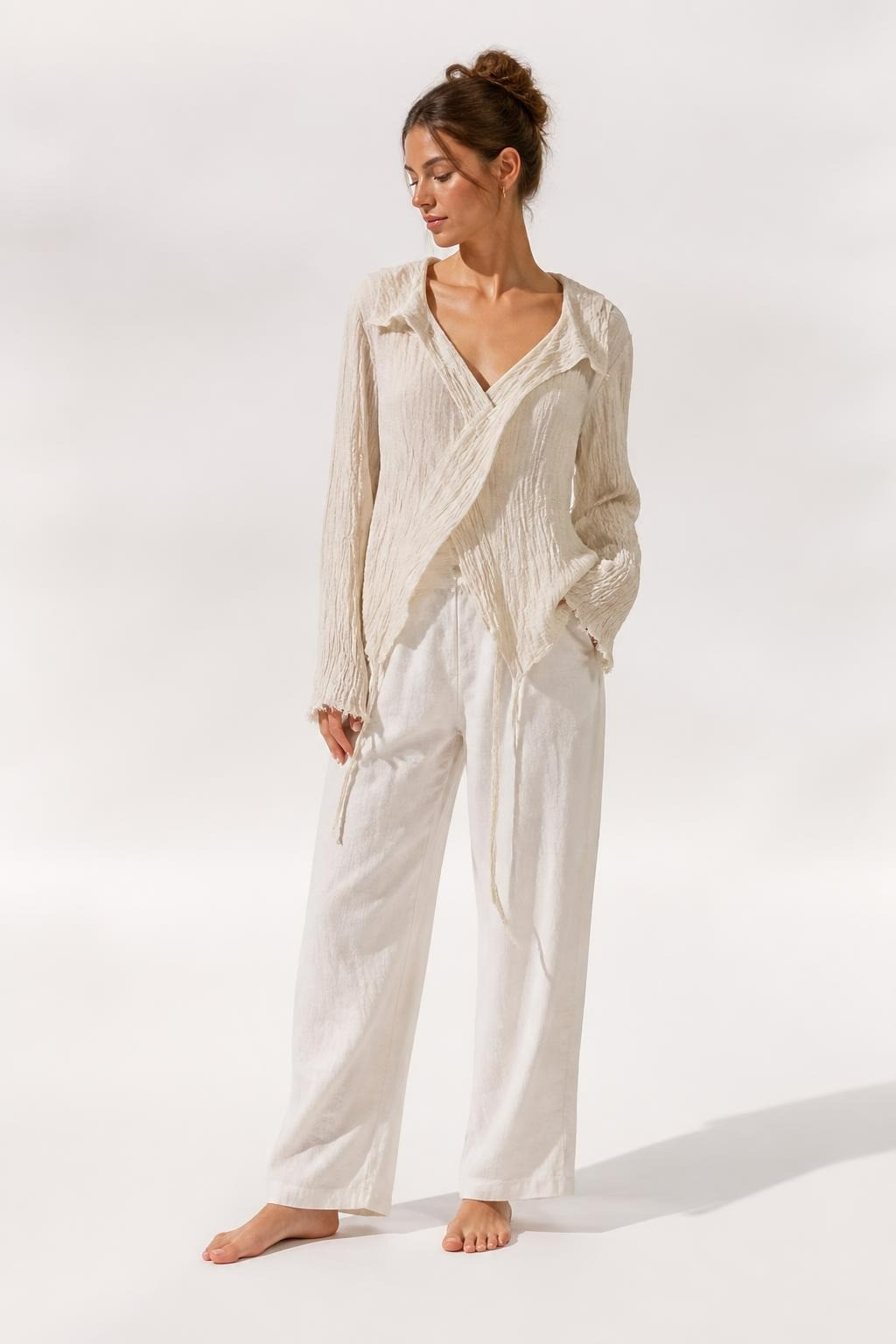 Chemise légère en gaze froissée beige | Seconde main | Pourquoi faire moins bien ?