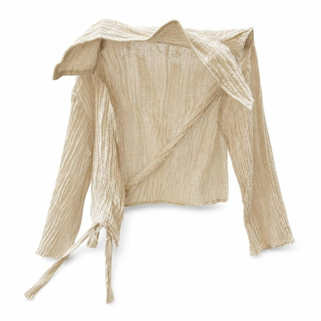 Chemise légère en gaze froissée beige | Seconde main | Pourquoi faire moins bien ?