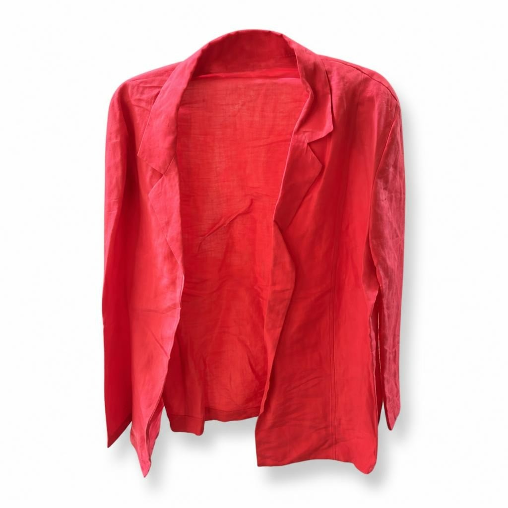 Red Linen-look Open Blazer/cardigan, Casual Made In Italy | Pre-Loved | Why Go Less