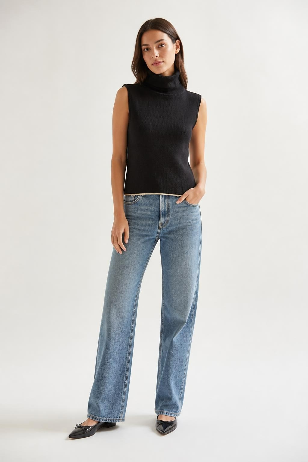 Zara Knit Black Cold-shoulder Turtleneck Top M | Pre-Loved | Why Go Less