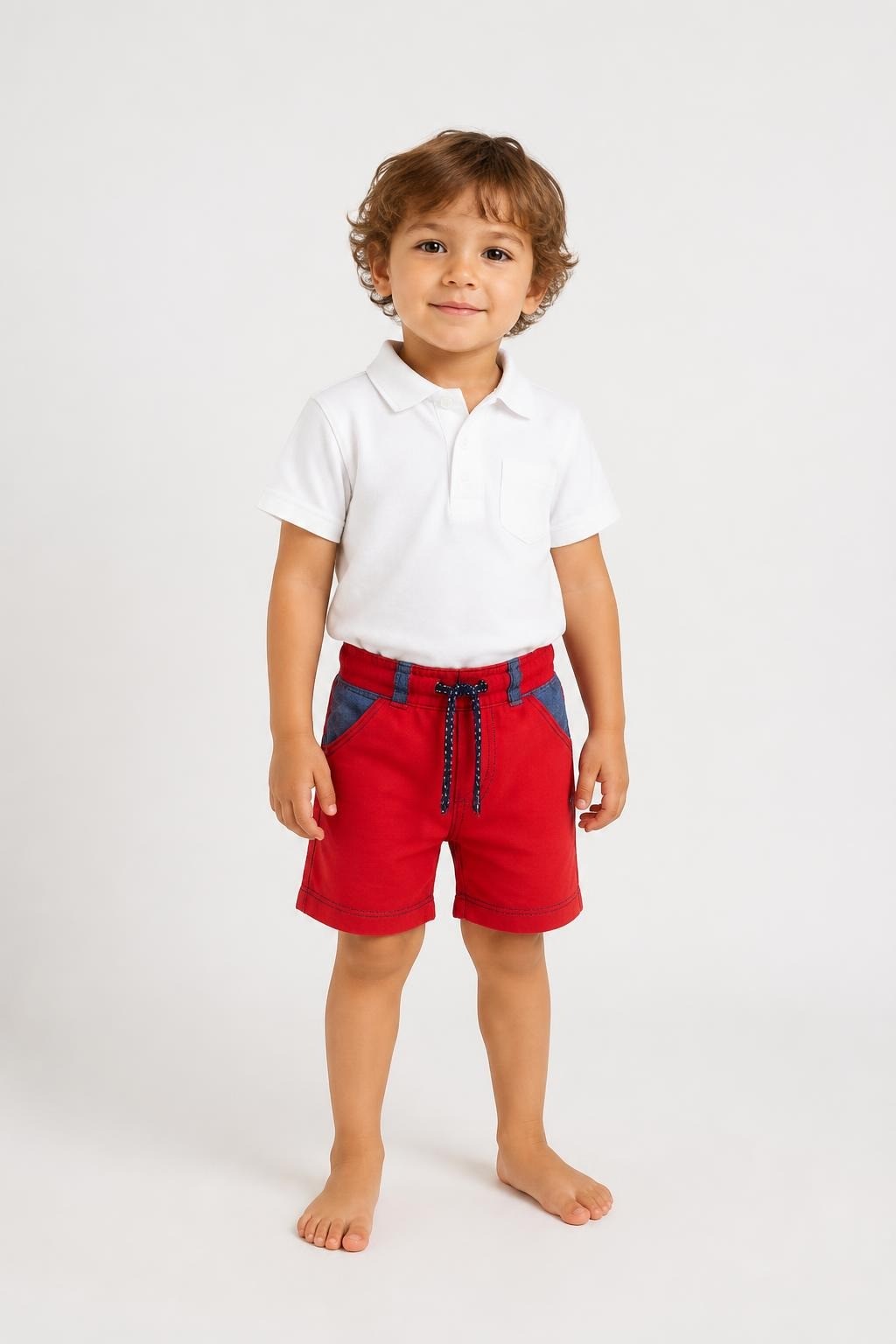 Mariner Red Shorts Denim Trim Size 12 - on model shot, second-hand at Why Go Less, Dekwaneh, Lebanon