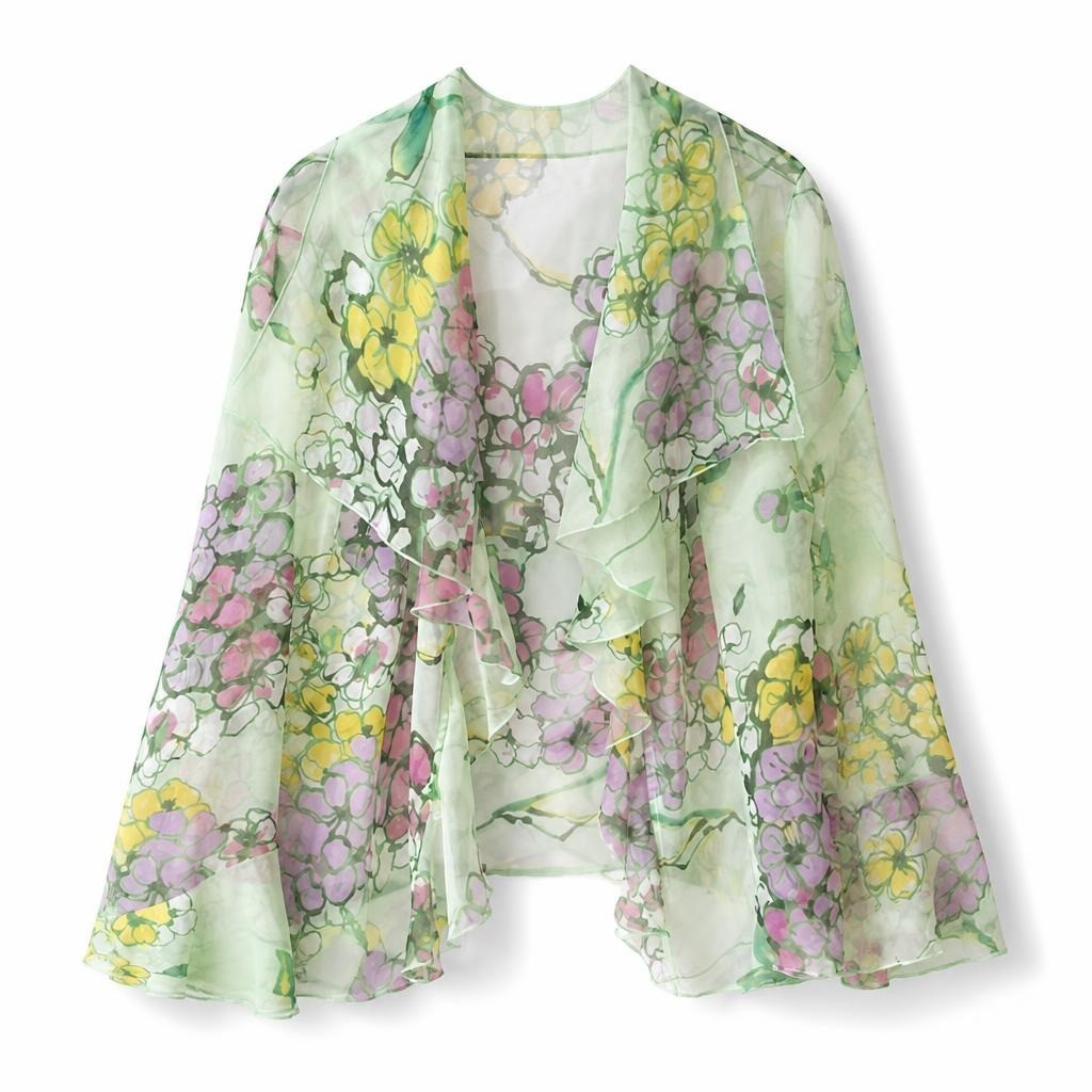 Betty Barclay Green Floral Sheer Ruffle Top | Pre-Loved | Why Go Less
