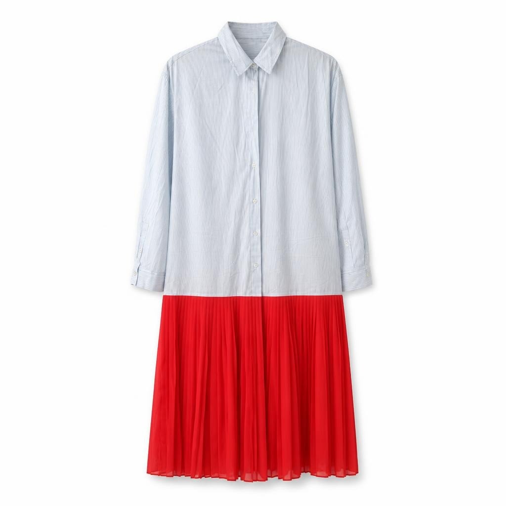 Sandro Paris Striped Shirt Dress Red Pleat Hem | Pre-Loved | Why Go Less
