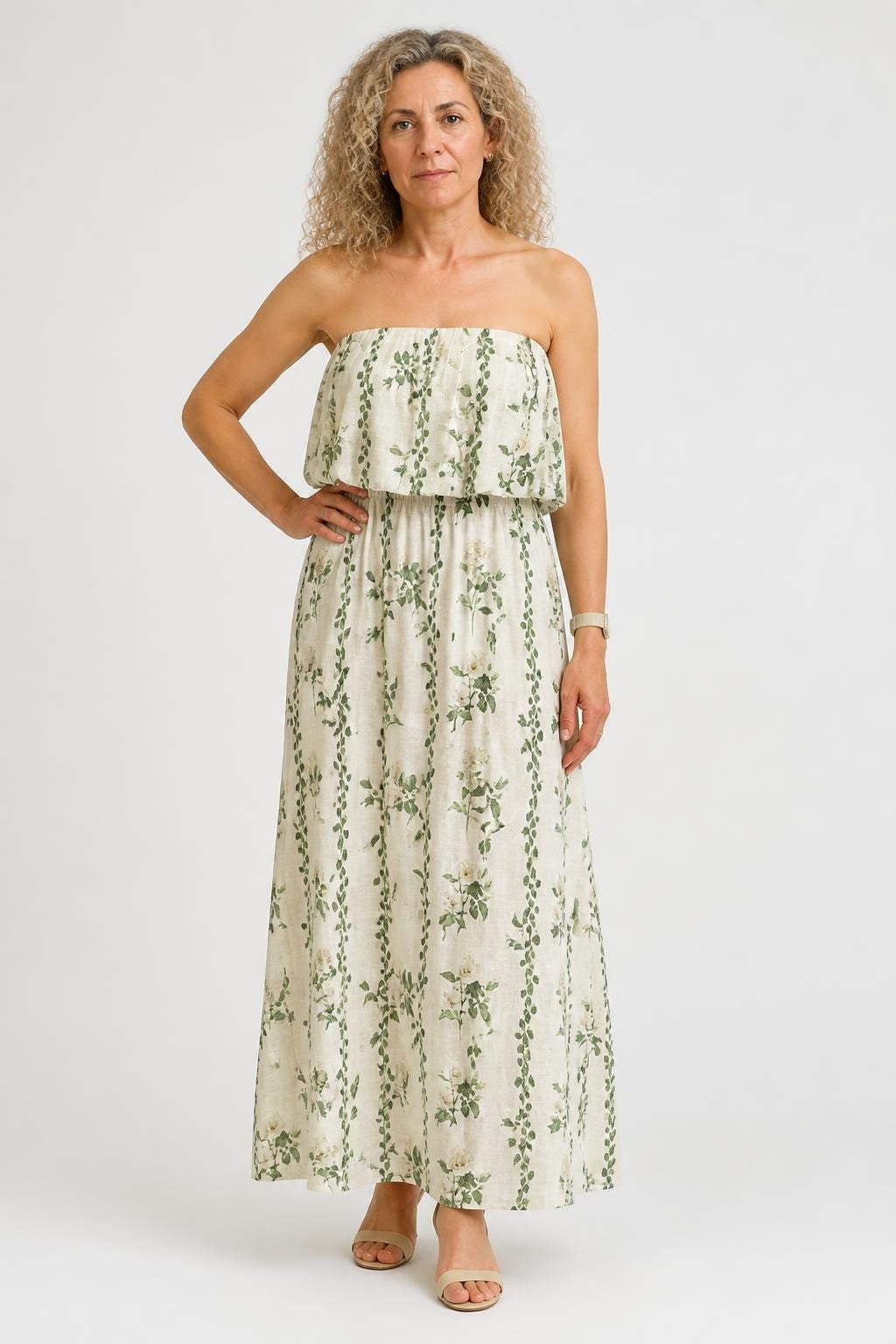 H&M Floral Linen Blend Corset Top H&M Linen Blend Floral Top EUR 38 & Skirt Set - pre-loved at Why Go Less, Lebanon