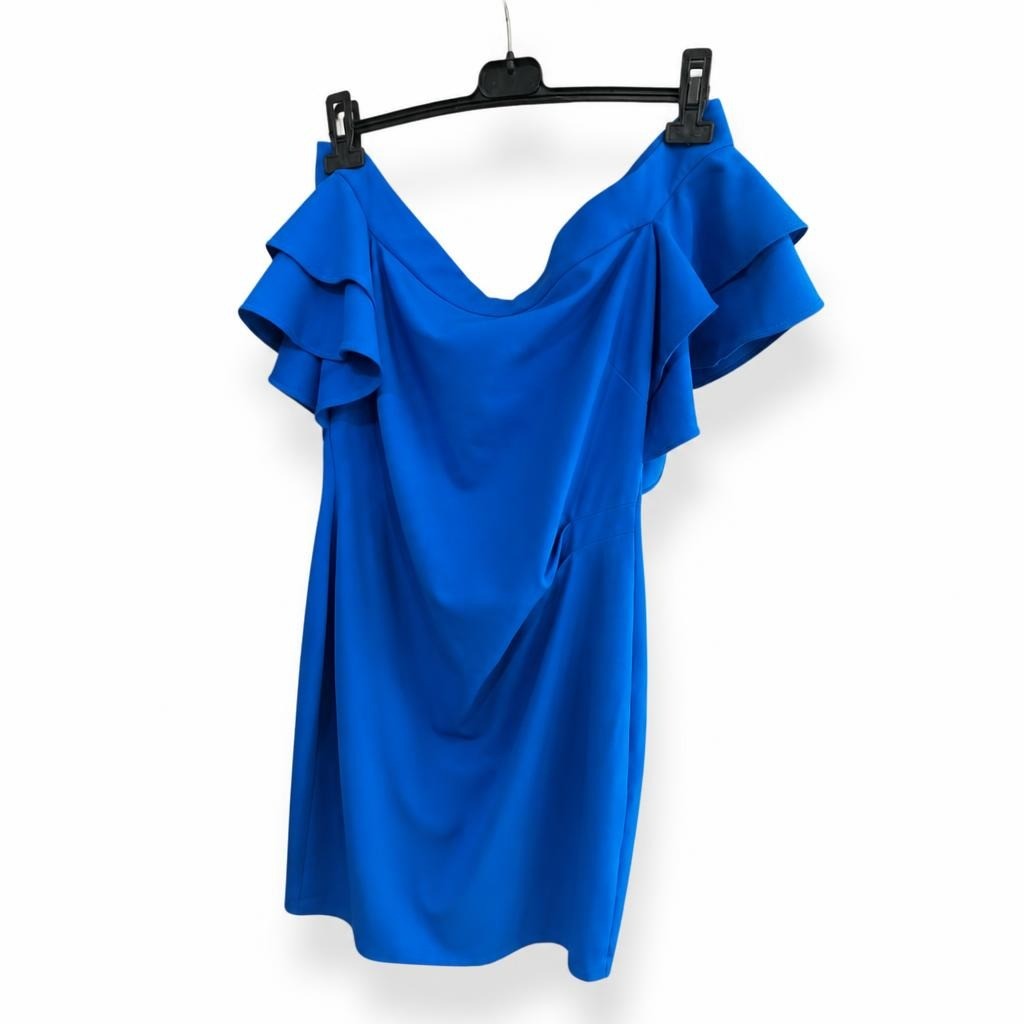Lauren Ralph Lauren Blue Off-shoulder Ruffle Mini Dress - pre-loved at Why Go Less, Lebanon