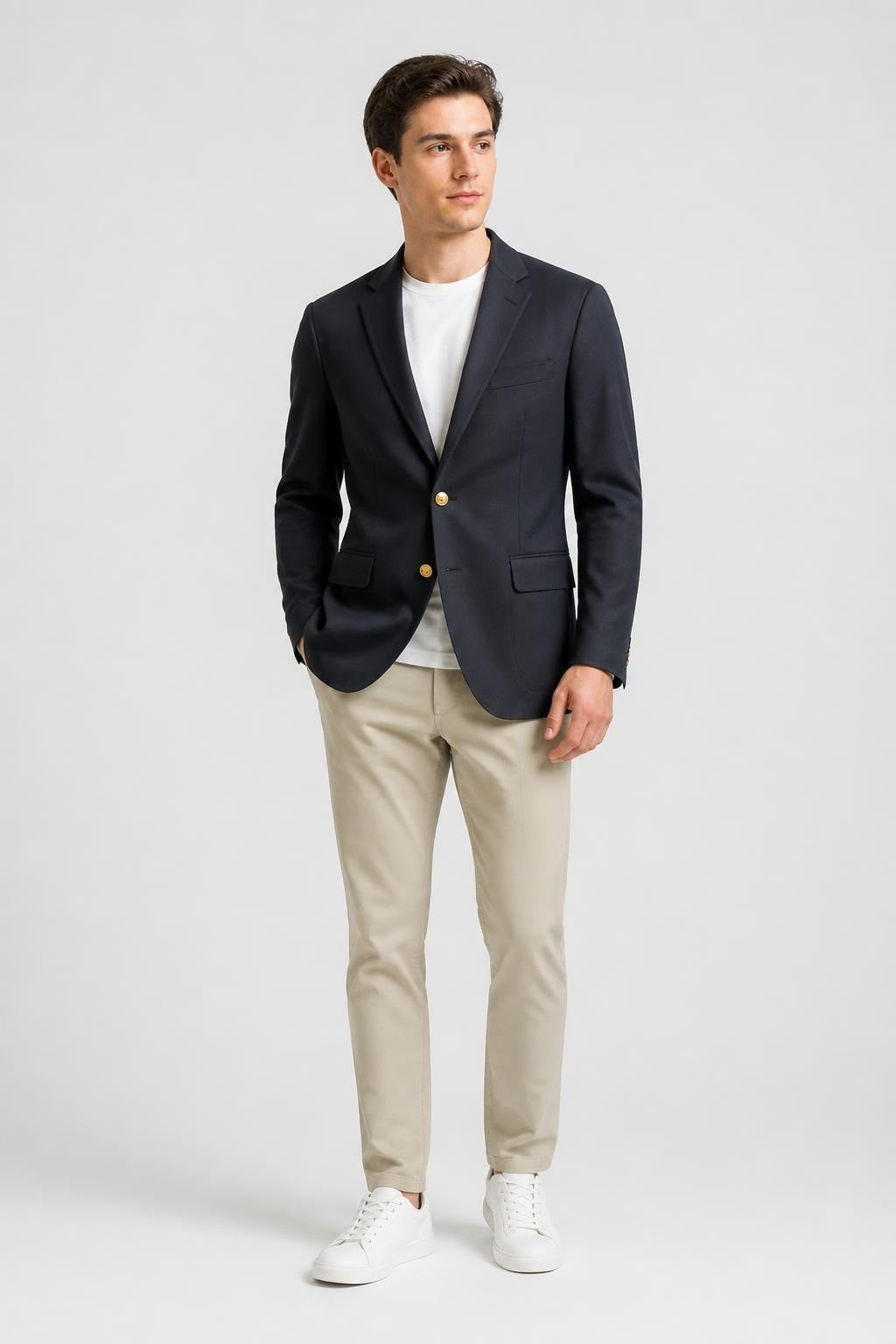 Valentino Navy Blazer Gold Buttons Made in Italy - pre-loved at Why Go Less, Lebanon