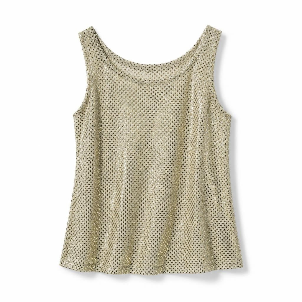 Gold Sequin Sleeveless Top, One Size - pre-loved at Why Go Less, Lebanon