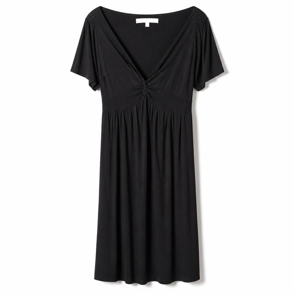 Studio M Black V-neck Flutter Sleeve Midi Dress - pre-loved at Why Go Less, Lebanon