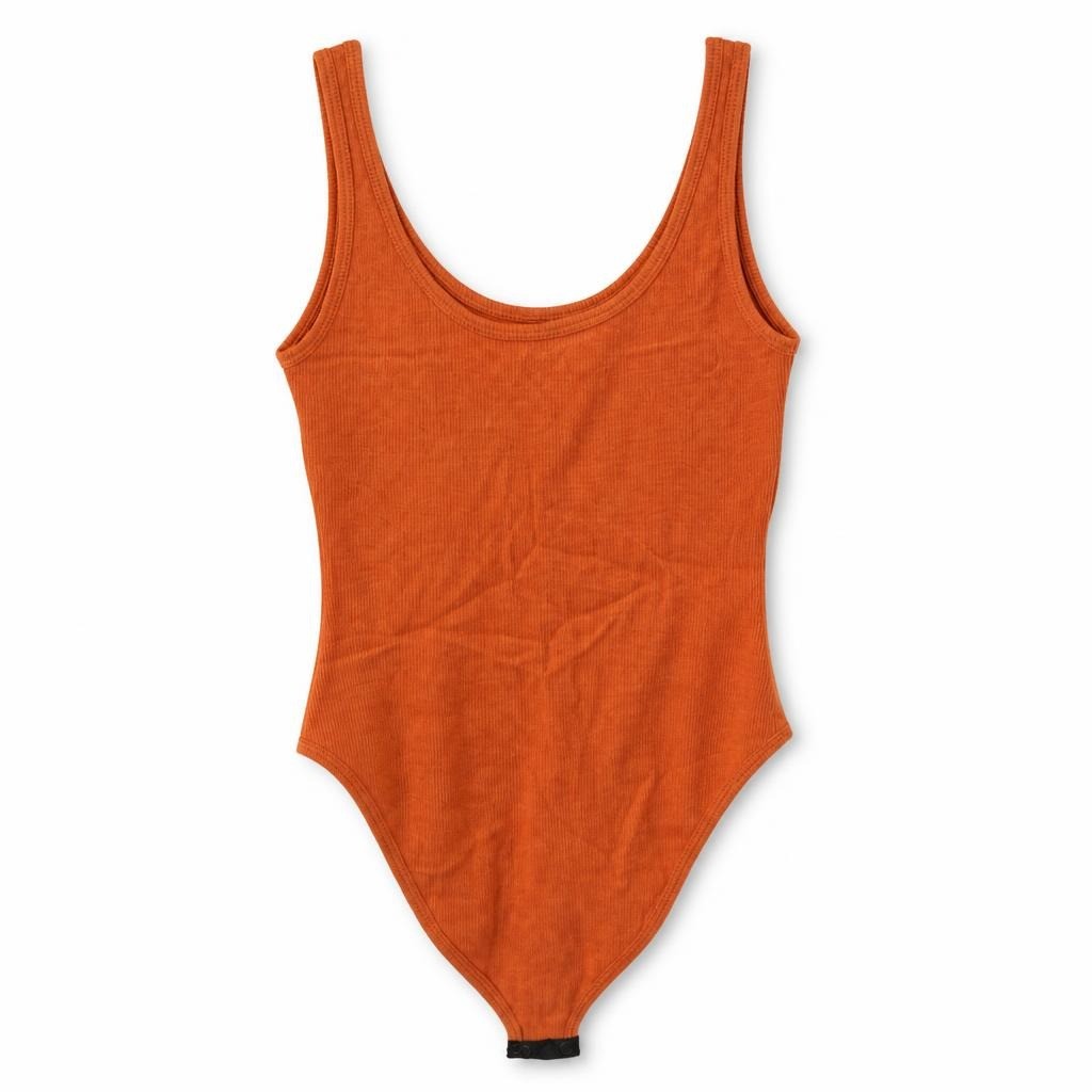 Orange Ribbed One-piece Swimsuit Bodysuit - pre-loved at Why Go Less, Lebanon
