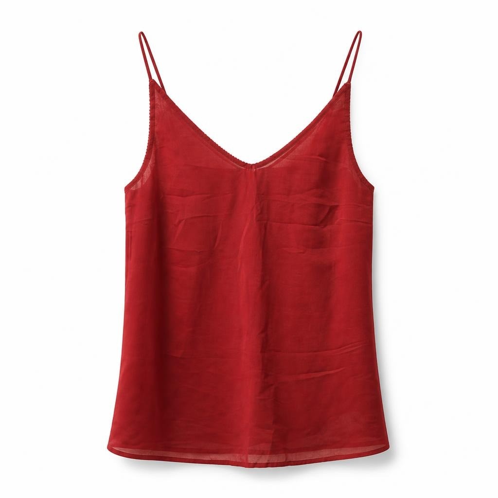 Red Satin Spaghetti Strap Cami Top - pre-loved at Why Go Less, Lebanon