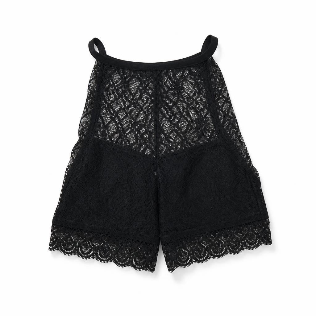 Black Lace Spaghetti Strap Crop Top - pre-loved at Why Go Less, Lebanon