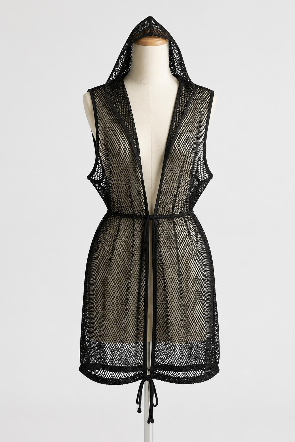 Black Mesh Drawstring Mini Skirt - pre-loved at Why Go Less, Lebanon