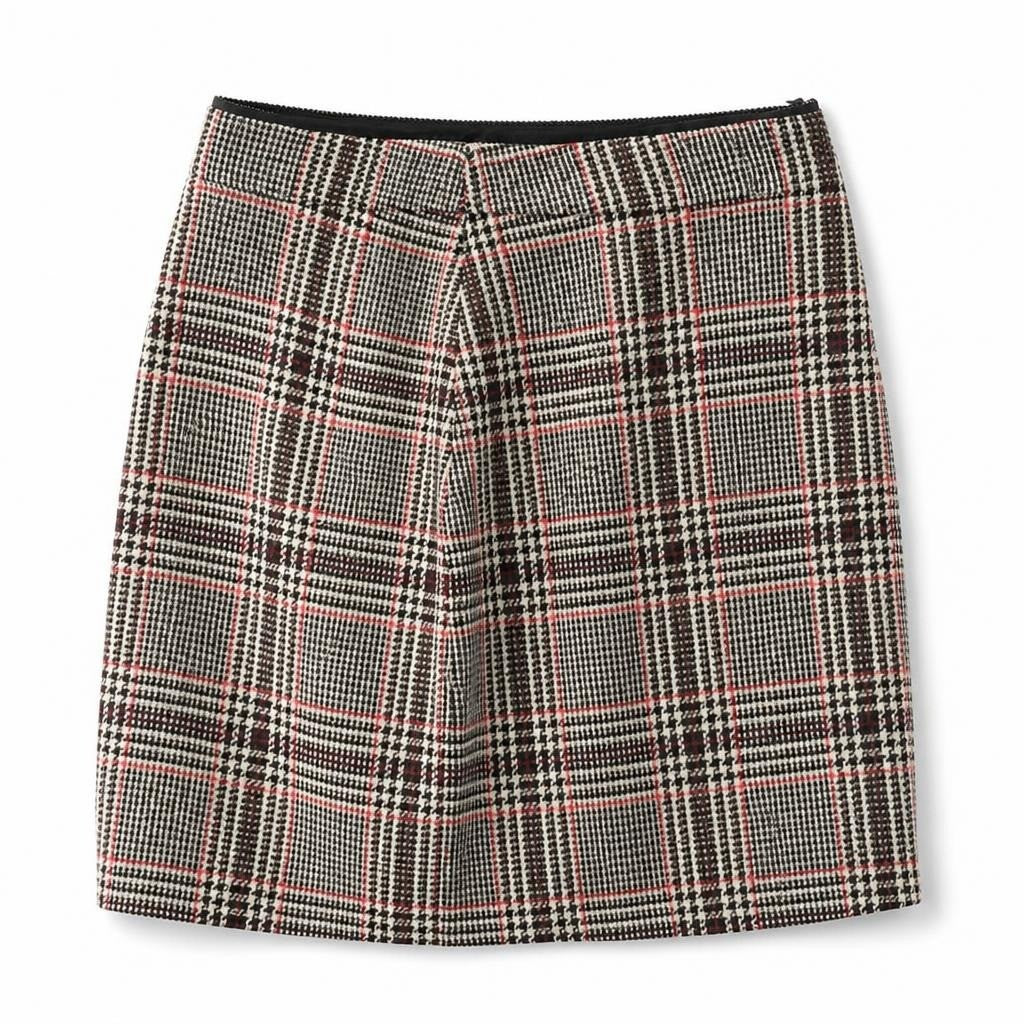Glen Plaid Houndstooth Mini Skirt, Pink Accent - pre-loved at Why Go Less, Lebanon