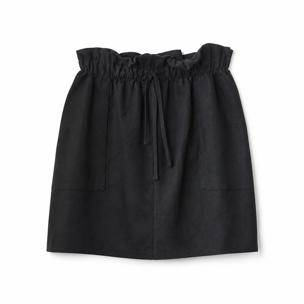 Barlet Black Drawstring Mini Skirt - pre-loved at Why Go Less, Lebanon