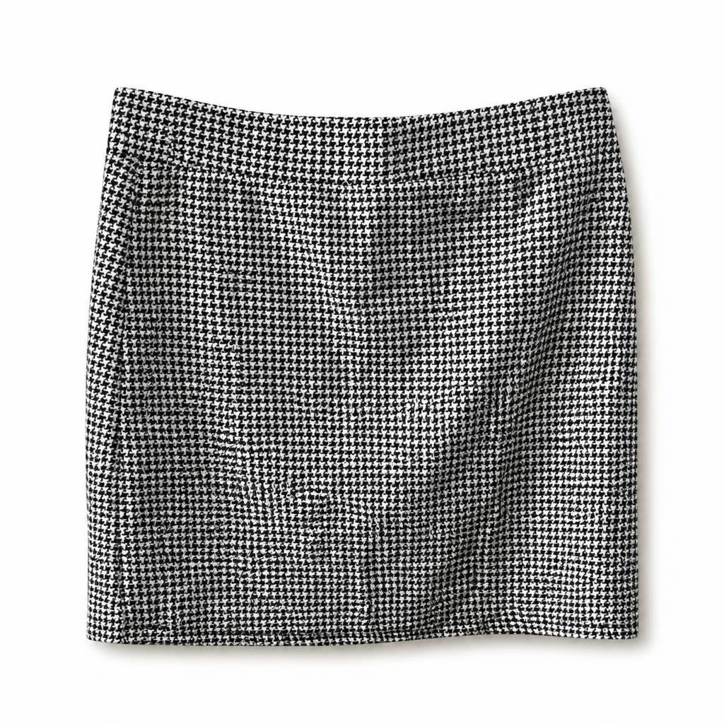 Houndstooth Mini Skirt Black & White - pre-loved at Why Go Less, Lebanon