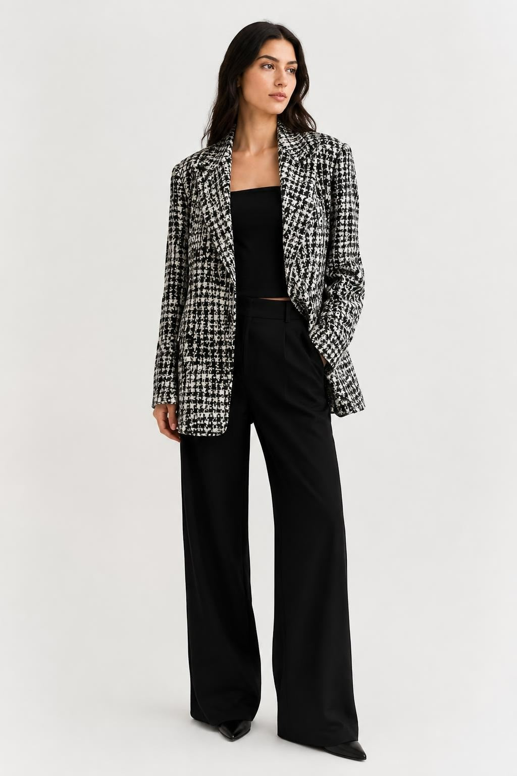 Houndstooth Blazer Black & White - pre-loved at Why Go Less, Lebanon