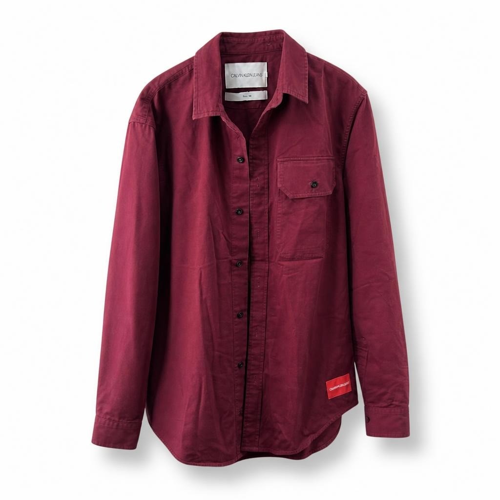Calvin Klein Jeans Burgundy Overshirt - pre-loved at Why Go Less, Lebanon