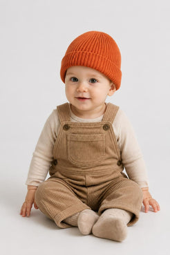 Orange Knit Ribbed Beanie Hat - pre-loved at Why Go Less, Lebanon