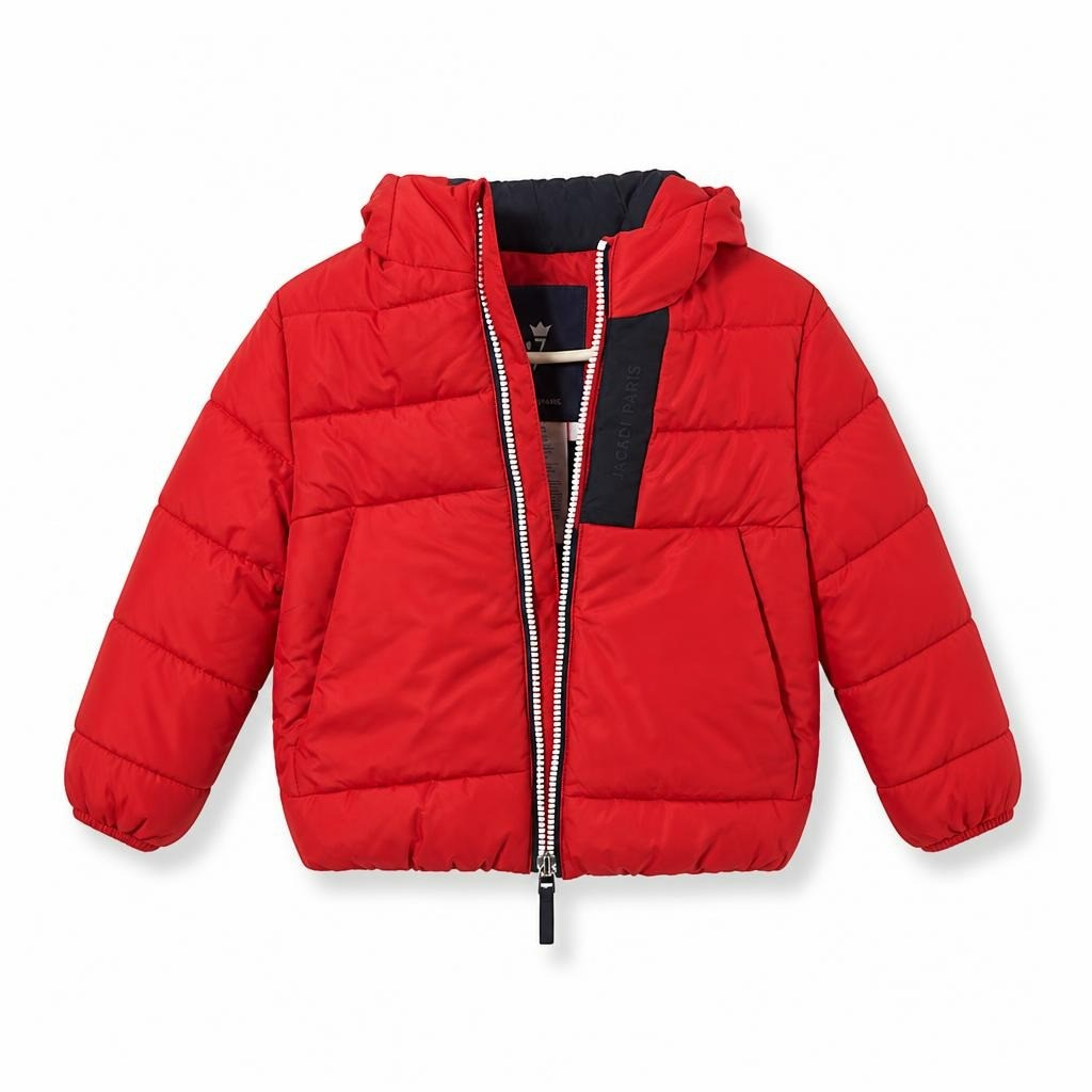 Jacadi Paris Red Puffer Jacket Kids 3A - pre-loved at Why Go Less, Lebanon