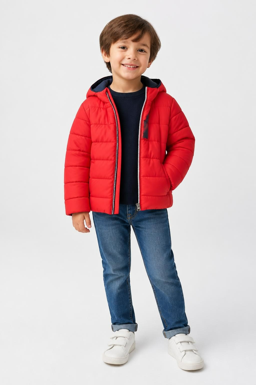 Jacadi Paris Red Puffer Jacket Kids 3A - pre-loved at Why Go Less, Lebanon
