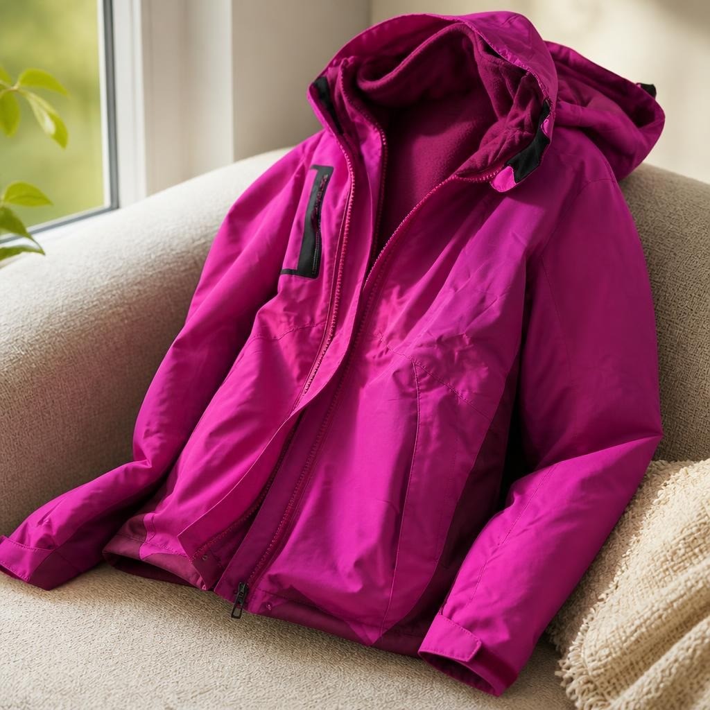 Outdoor Bright Pink Zip-up Winter Jacket - lifestyle shot, second-hand at Why Go Less, Dekwaneh, Lebanon