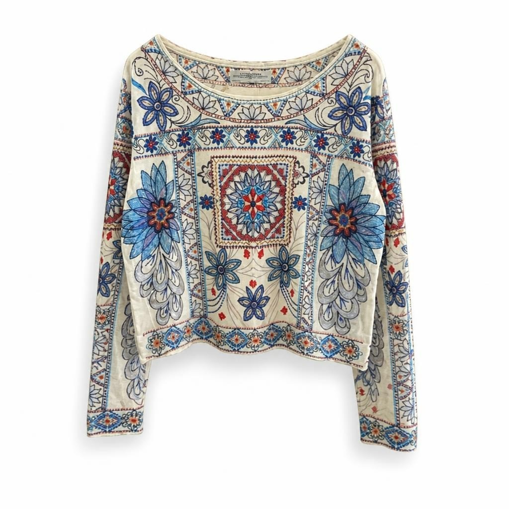 Zara Boho Floral Print Long Sleeve Top - pre-loved at Why Go Less, Lebanon