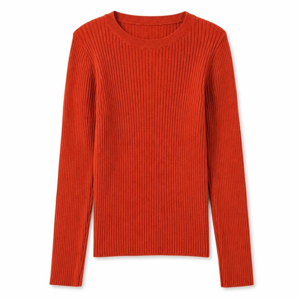 MNG Mango Rust Red Ribbed Knit Sweater - pre-loved at Why Go Less, Lebanon