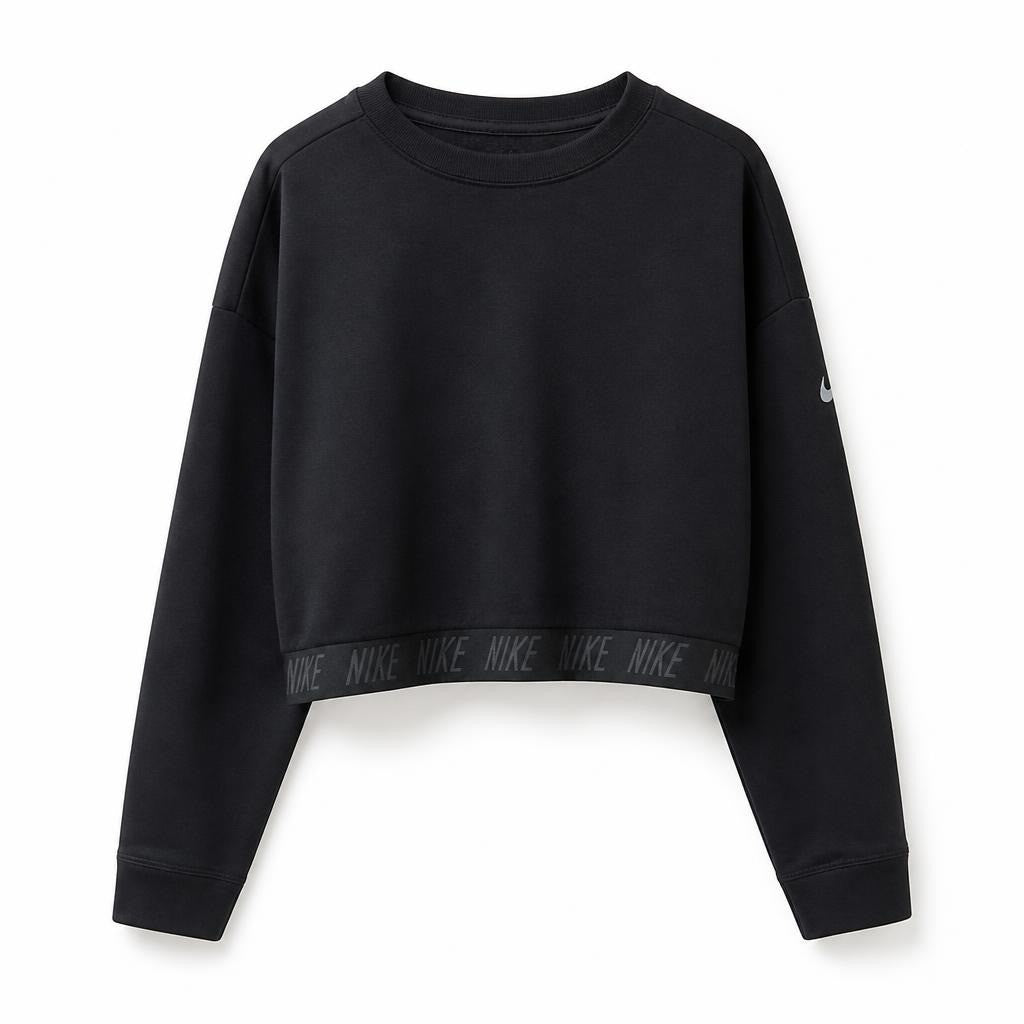 Nike Black Cropped Crewneck Sweatshirt - pre-loved at Why Go Less, Lebanon