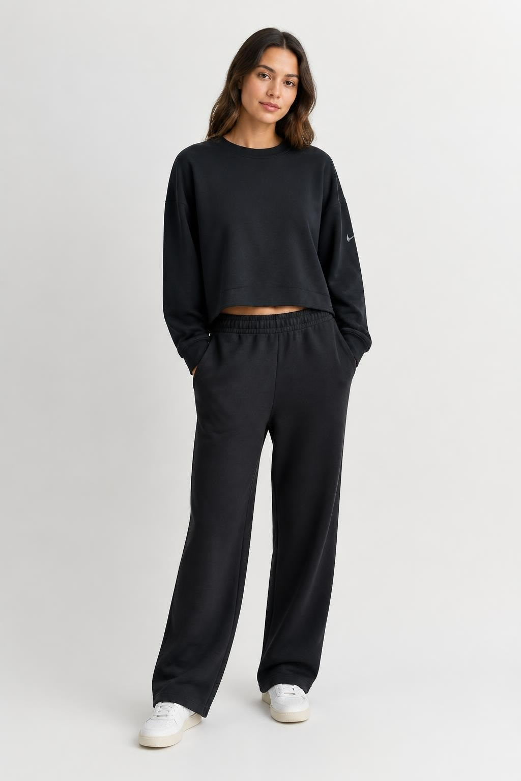Nike Black Cropped Crewneck Sweatshirt - pre-loved at Why Go Less, Lebanon
