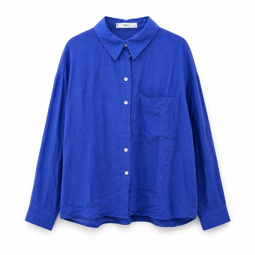 MNG Royal Blue Button-up Shirt - pre-loved at Why Go Less, Lebanon