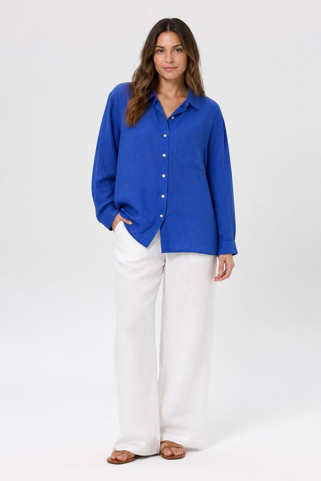 MNG Royal Blue Button-up Shirt - pre-loved at Why Go Less, Lebanon
