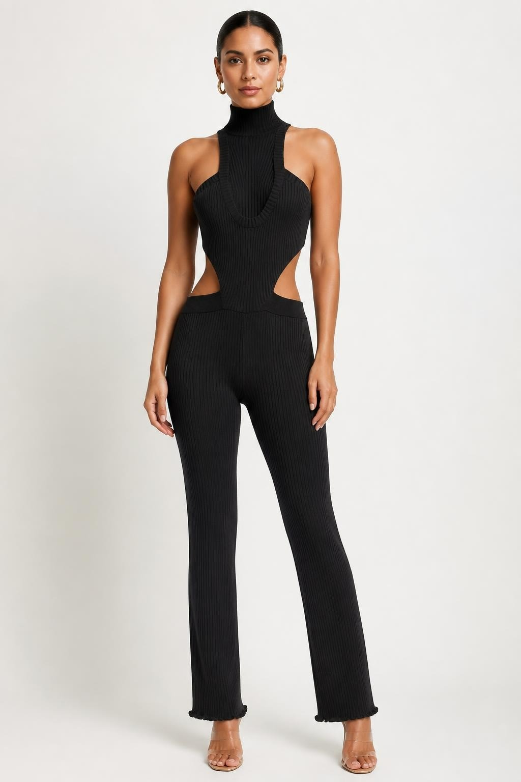 Black Ribbed Knit Cutout Midi Dress - pre-loved at Why Go Less, Lebanon