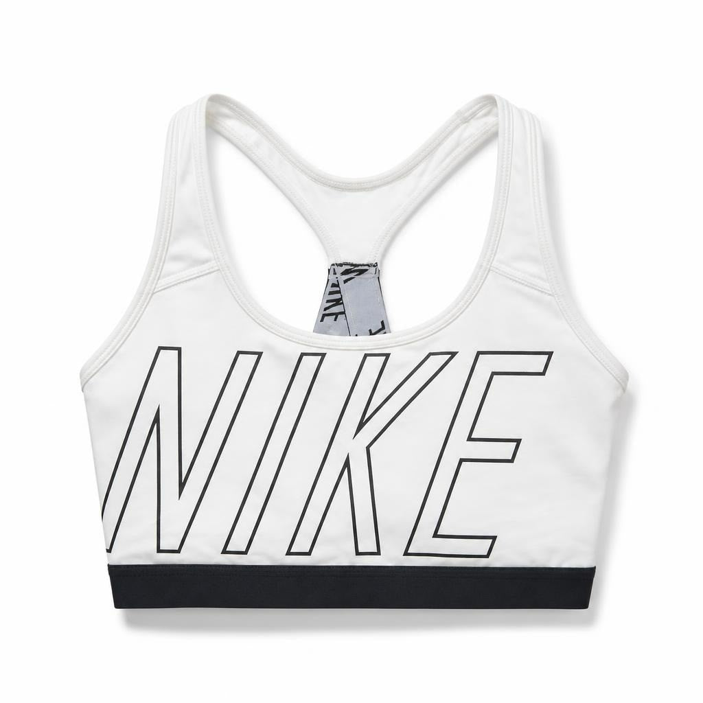 Nike Sports Bra White with Logo - pre-loved at Why Go Less, Lebanon