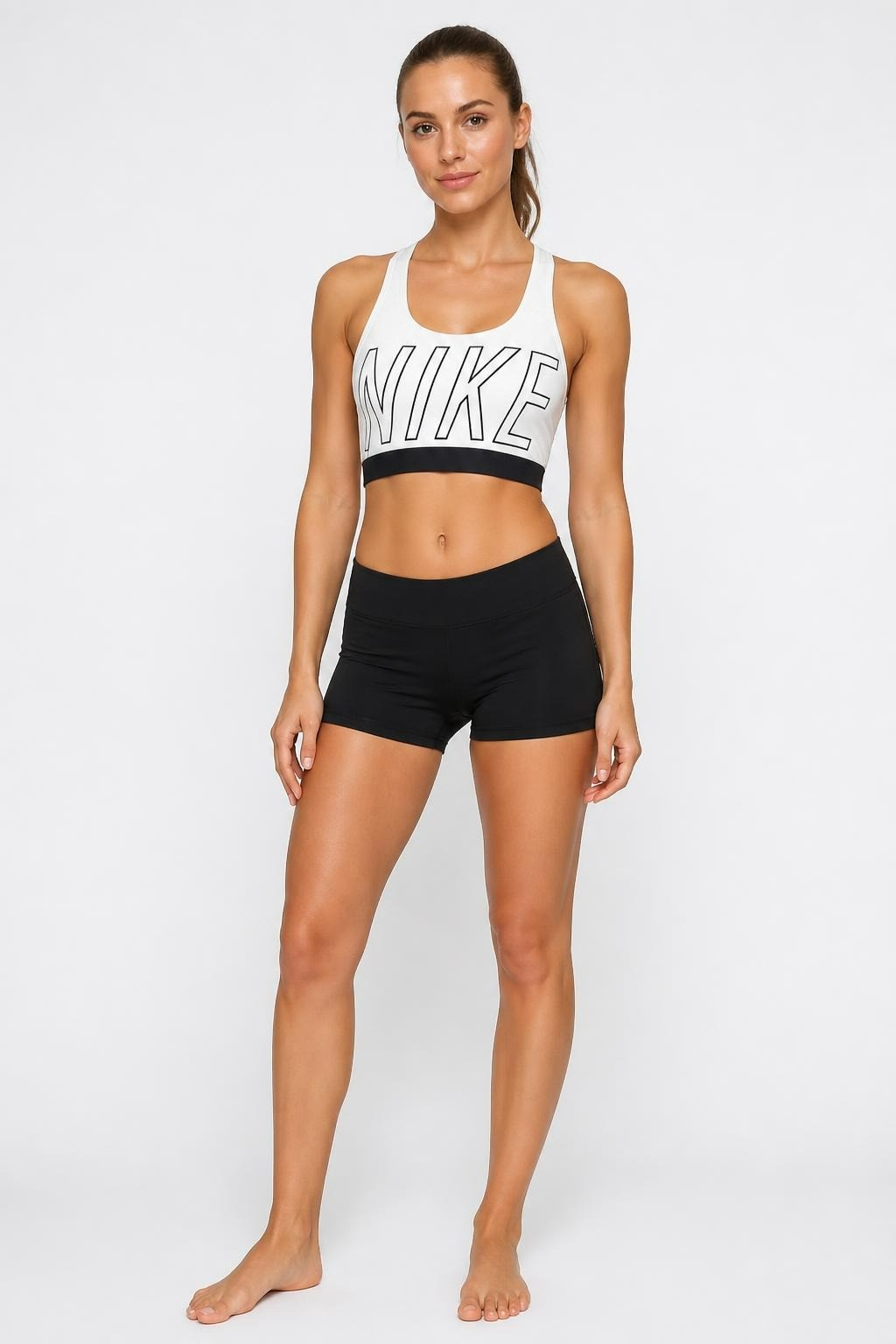 Nike Sports Bra White with Logo - pre-loved at Why Go Less, Lebanon