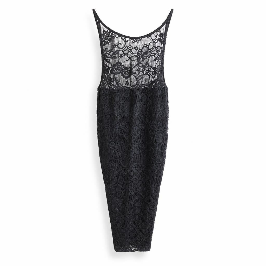 Black Lace Spaghetti Strap Mini Dress - pre-loved at Why Go Less, Lebanon