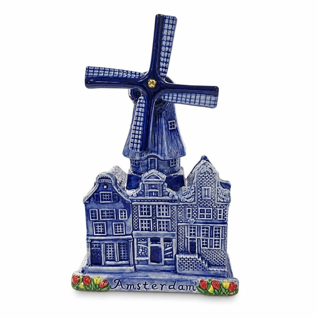 Delft-style Amsterdam Windmill Figurine - pre-loved at Why Go Less, Lebanon