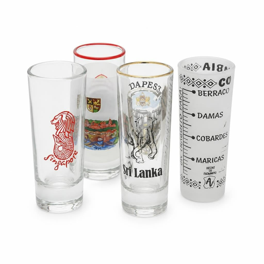 Set of 5 Souvenir Shot Glasses Mixed Countries - pre-loved at Why Go Less, Lebanon
