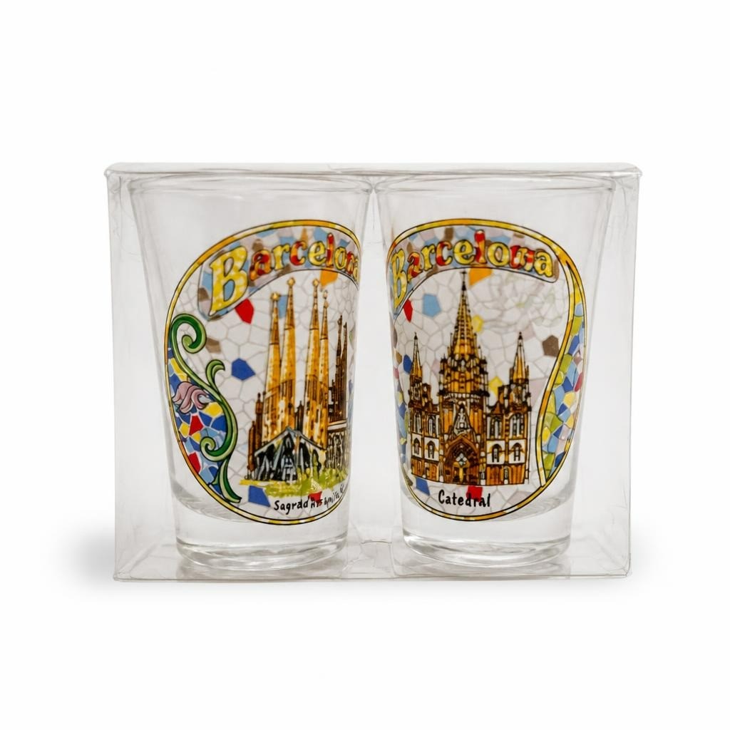 Barcelona Souvenir Shot Glasses Set of 2 - pre-loved at Why Go Less, Lebanon
