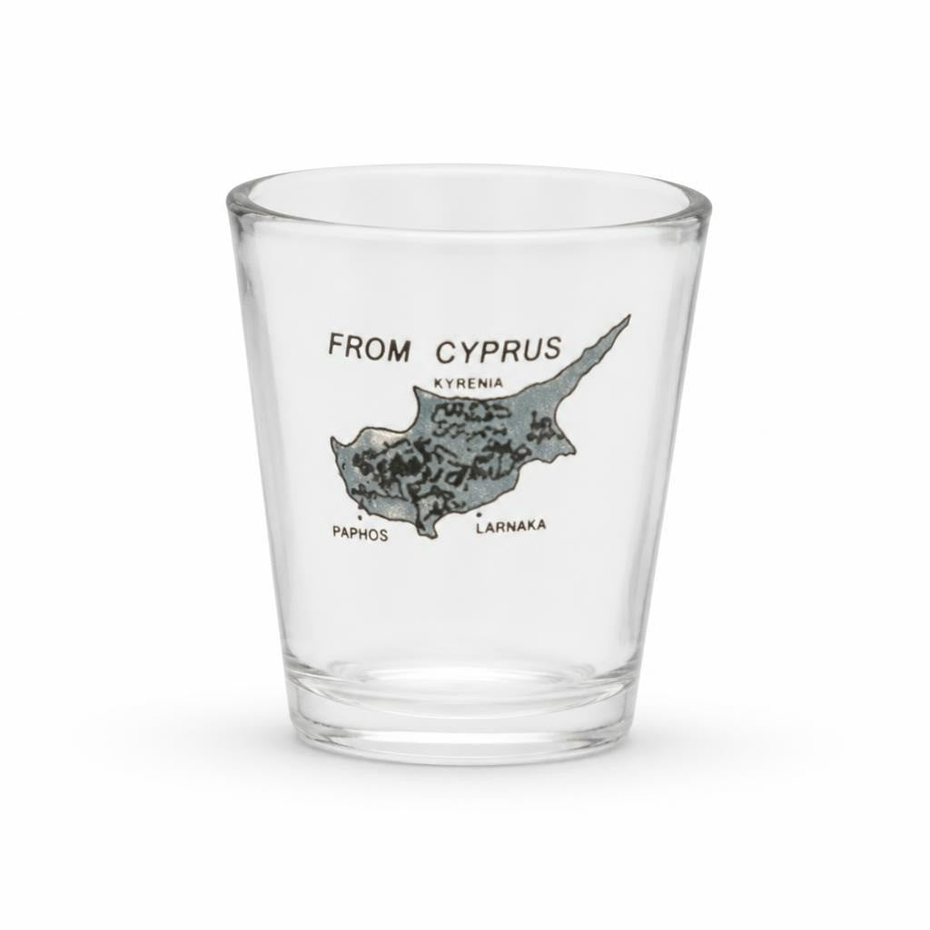 From Cyprus Souvenir Shot Glass Clear - pre-loved at Why Go Less, Lebanon
