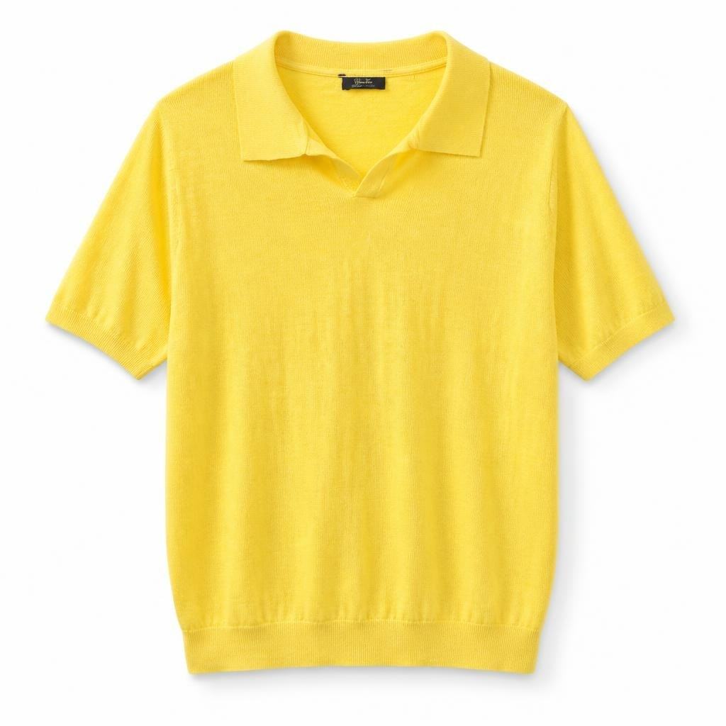 Yellow Polo Knit Short-sleeve Top - pre-loved at Why Go Less, Lebanon