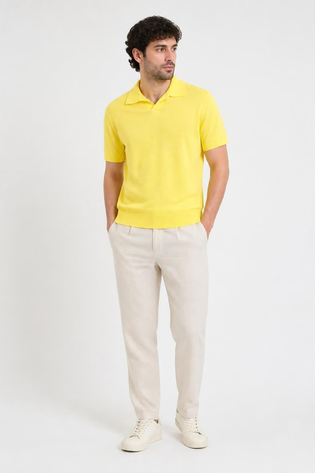 Yellow Polo Knit Short-sleeve Top - pre-loved at Why Go Less, Lebanon