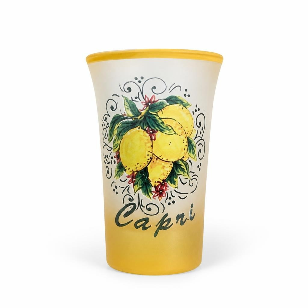 Capri Lemon Frosted Souvenir Shot Glass, Yellow - pre-loved at Why Go Less, Lebanon