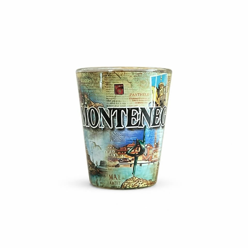 Montenegro Souvenir Shot Glass, Multicolor Print - pre-loved at Why Go Less, Lebanon