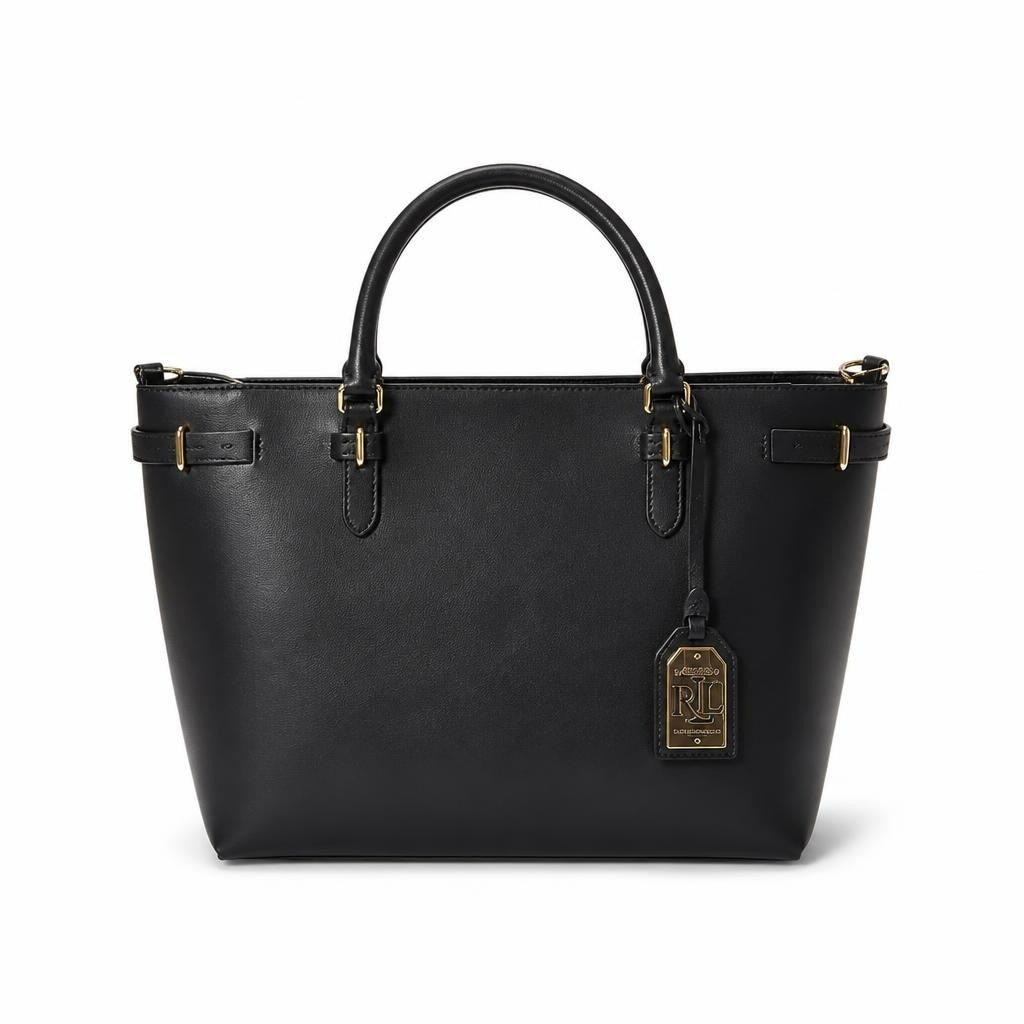 Lauren Ralph Lauren Black Leather Tote Bag - pre-loved at Why Go Less, Lebanon