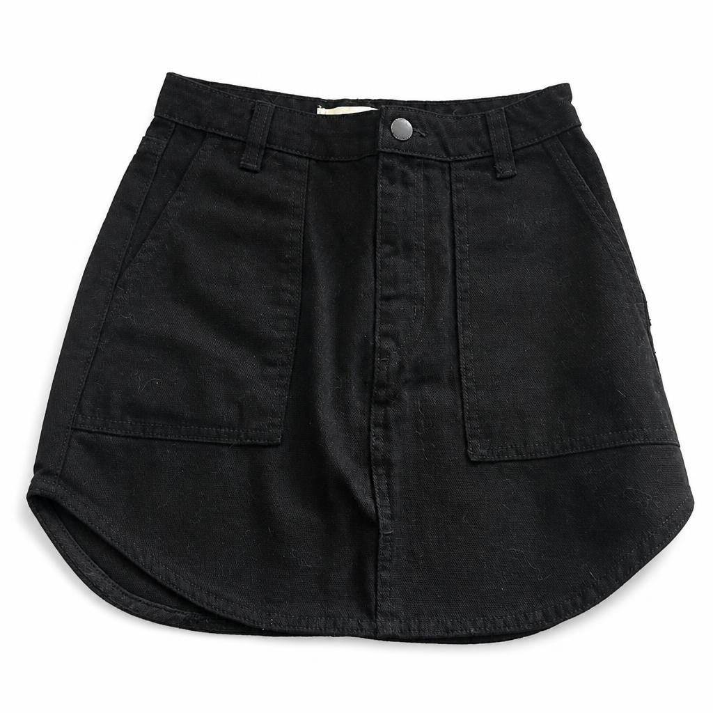 Black Mini Skirt with Front Pockets - pre-loved at Why Go Less, Lebanon