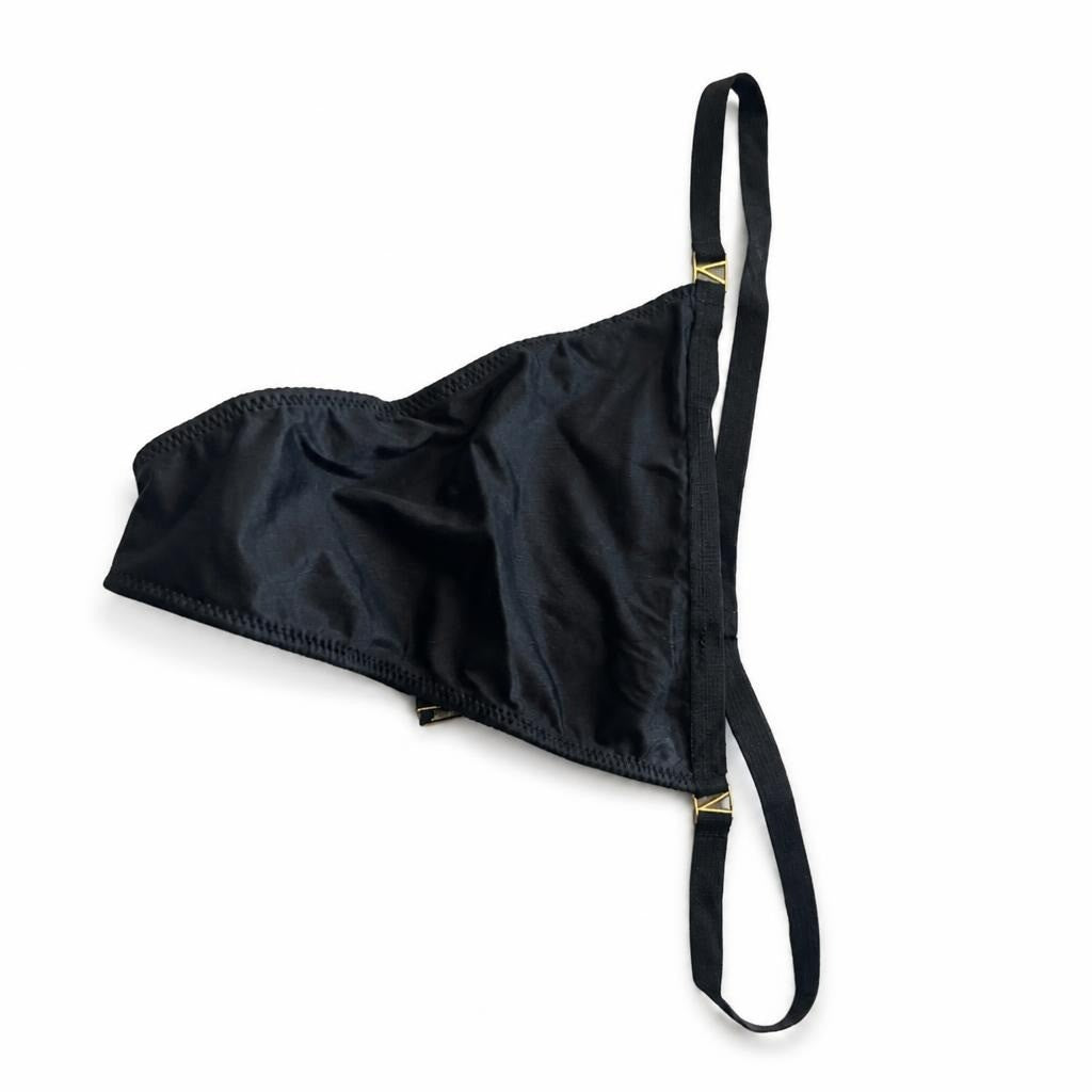 Black Thong Bikini Bottom with Gold Detail - pre-loved at Why Go Less, Lebanon