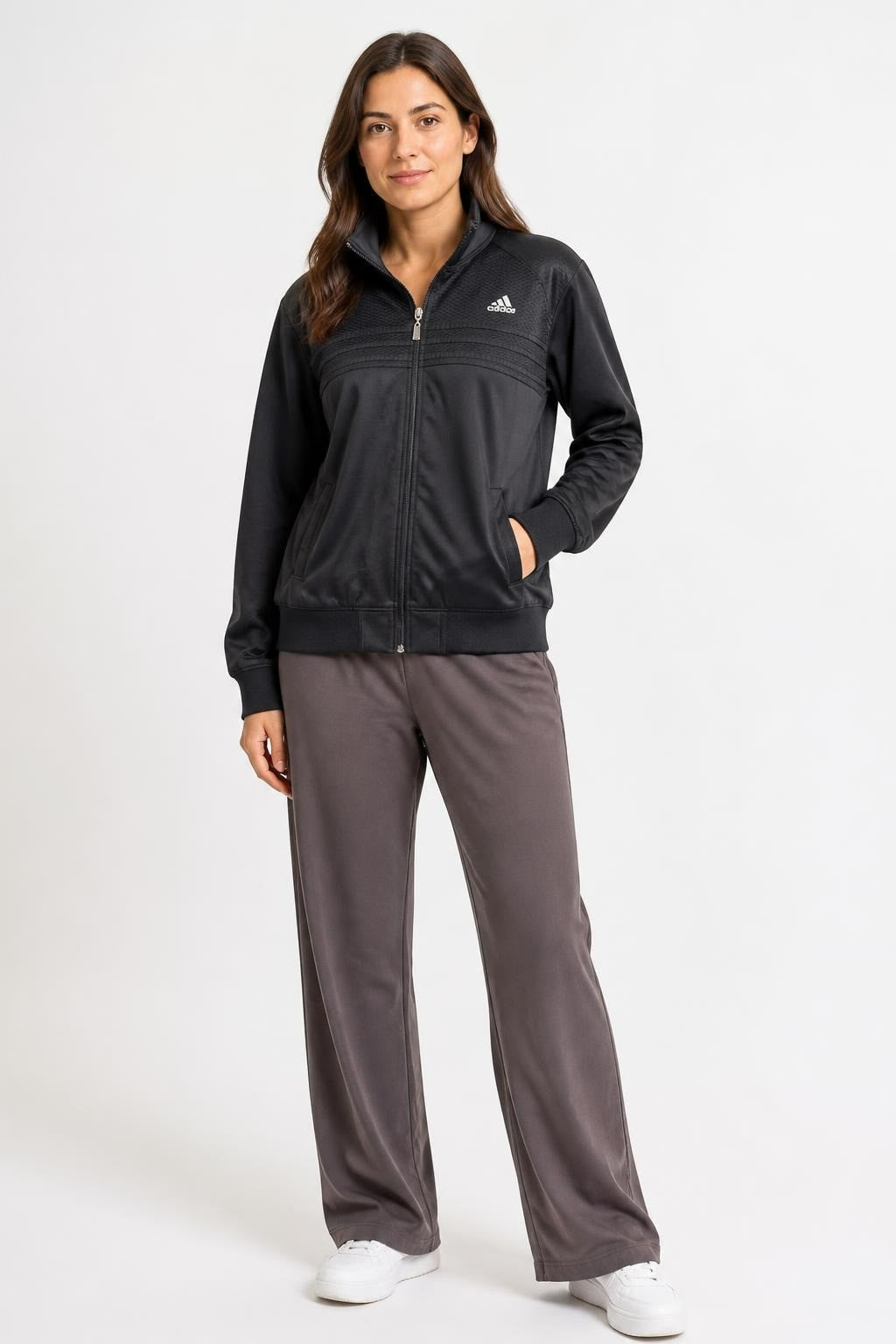 Adidas Black Zip-up Track Jacket - pre-loved at Why Go Less, Lebanon