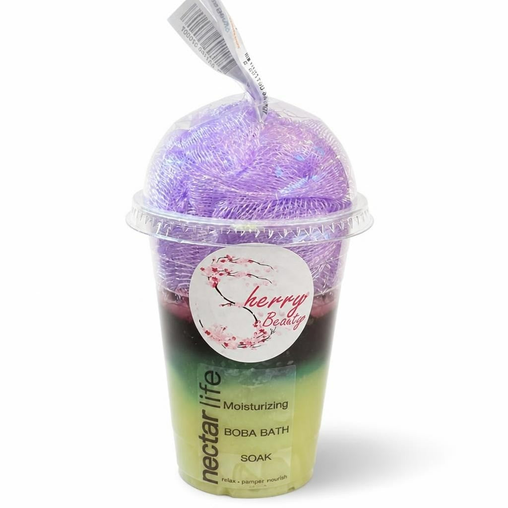 Nectar Life Moisturizing Boba Bath Soak Purple Loofah - new at Why Go Less, Lebanon