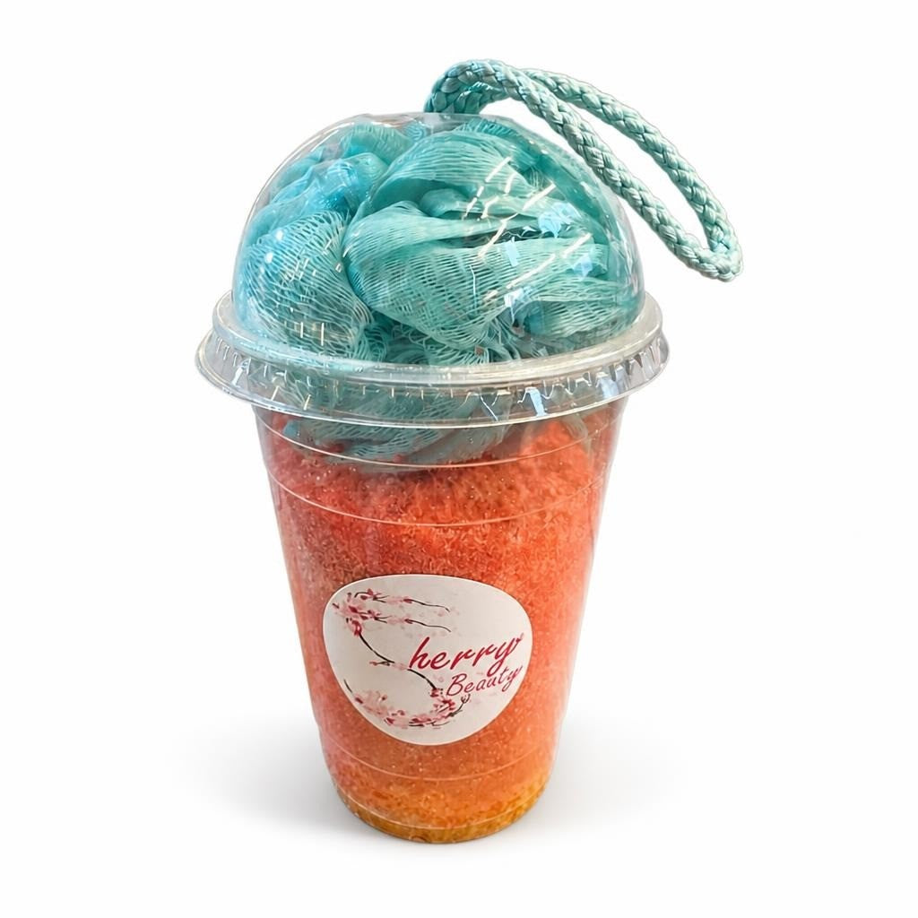 Cherry Beauty Boba Bath Soak Set Teal Loofah - new at Why Go Less, Lebanon