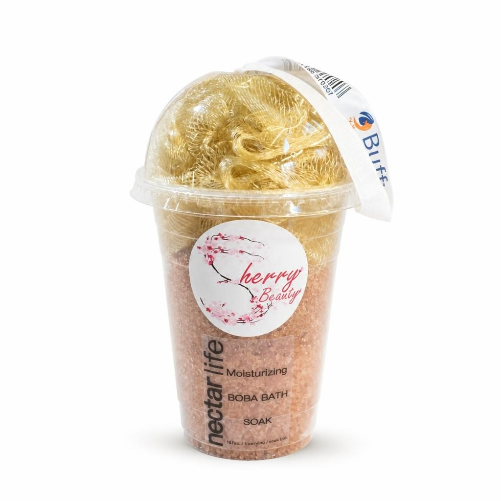Nectar Life Moisturizing Boba Bath Soak Gold Loofah - new at Why Go Less, Lebanon